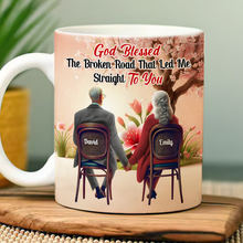 Load image into Gallery viewer, Personalized Couples Coffee Mug - God Blessed The Broken Road Coffee Mug PopCulturePrints

