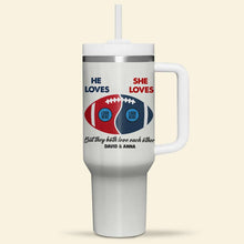 Load image into Gallery viewer, Customized Football Couple Tumbler with Team Logos - Valentine&#39;s Day Gifts Tumbler Cup PopCulturePrints

