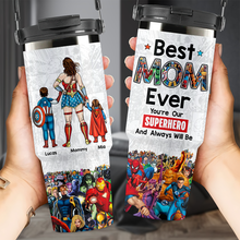 Load image into Gallery viewer, &quot;Best MOM Ever - Personalized Superhero Tumbler Cup for Mother&#39;s Day&quot; Tumbler Cup PopCulturePrints
