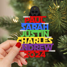 Load image into Gallery viewer, Personalized Family Name Star Sword Ornament - Sci-Fi Inspired Ornament PopCulturePrints
