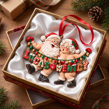 Load image into Gallery viewer, “Celebrate Love with a Touch of Festivity” - Personalized Name Art Fun Santa Couple Ornament - Custom Christmas Gift for Couples

