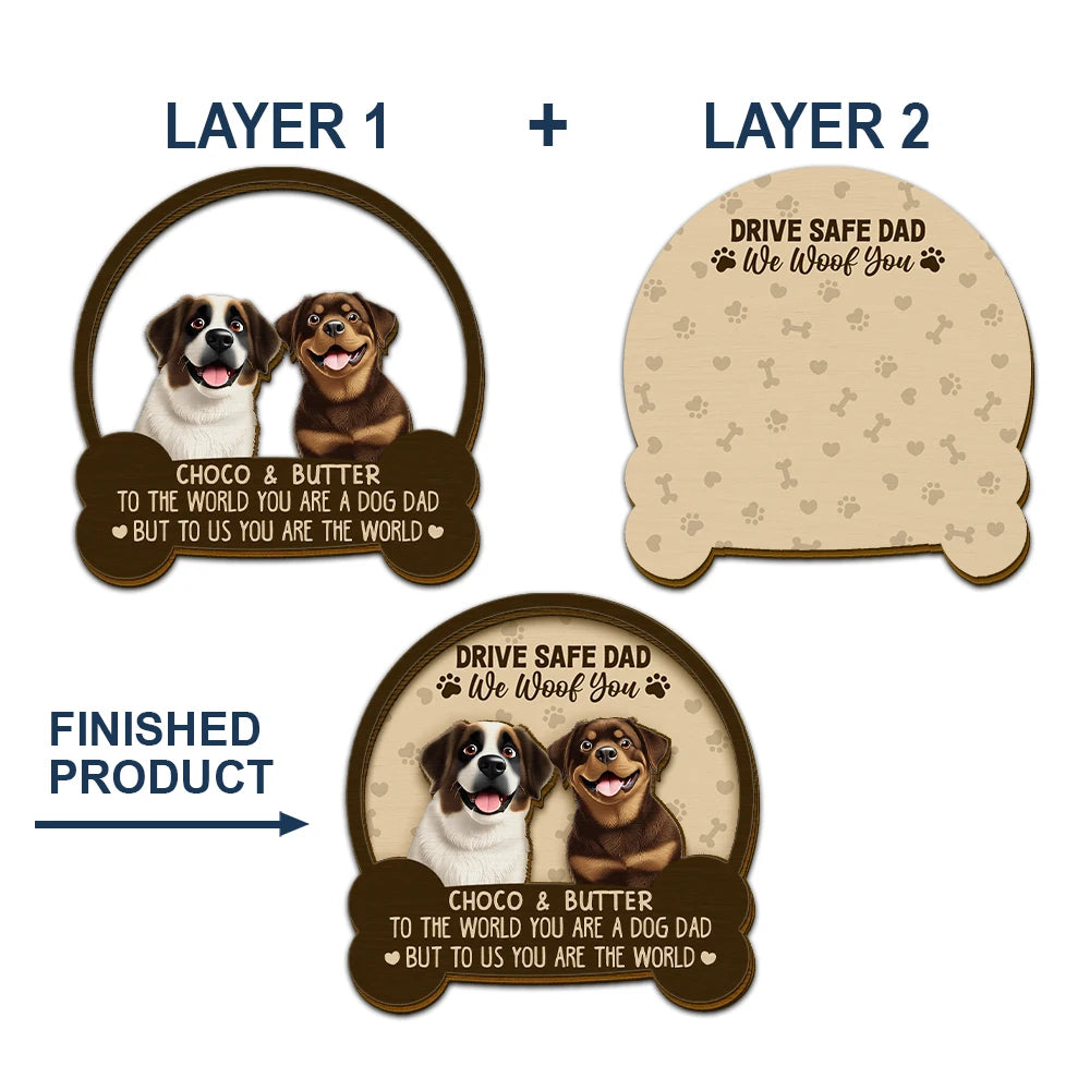 Drive Safe Mom - I Woof You 3D Dog Visor Clip - Personalized Gift for Dog Moms Car Visor Clip PopCulturePrints