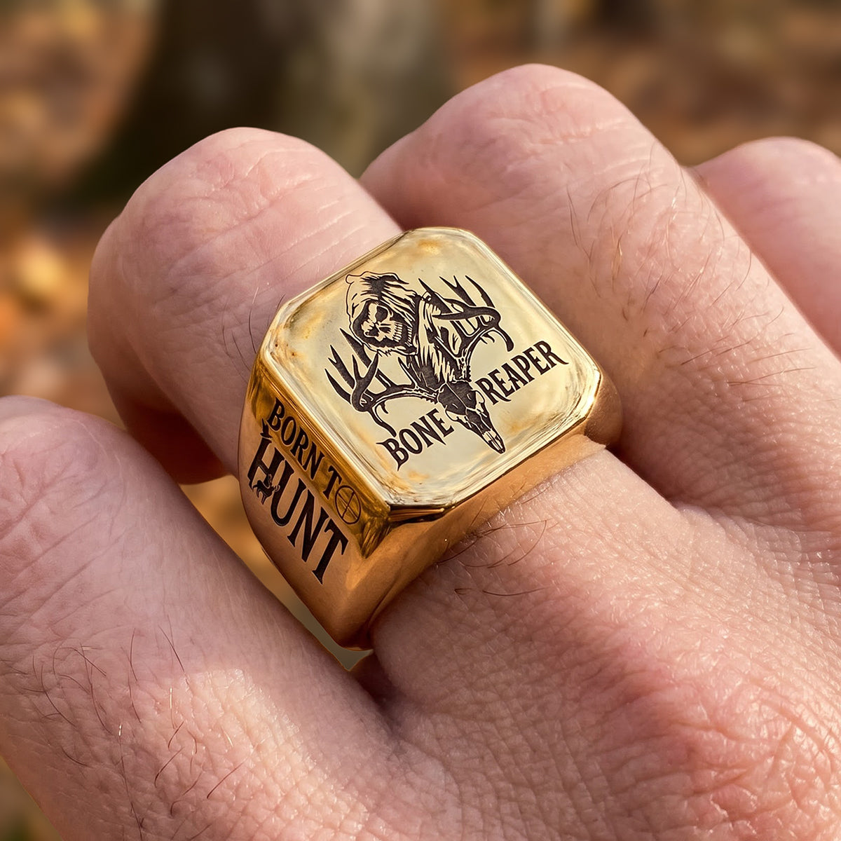 “Born To Hunt” – A Personalized Men's Ring for Passionate Hunting Lovers Ring PopCulturePrints