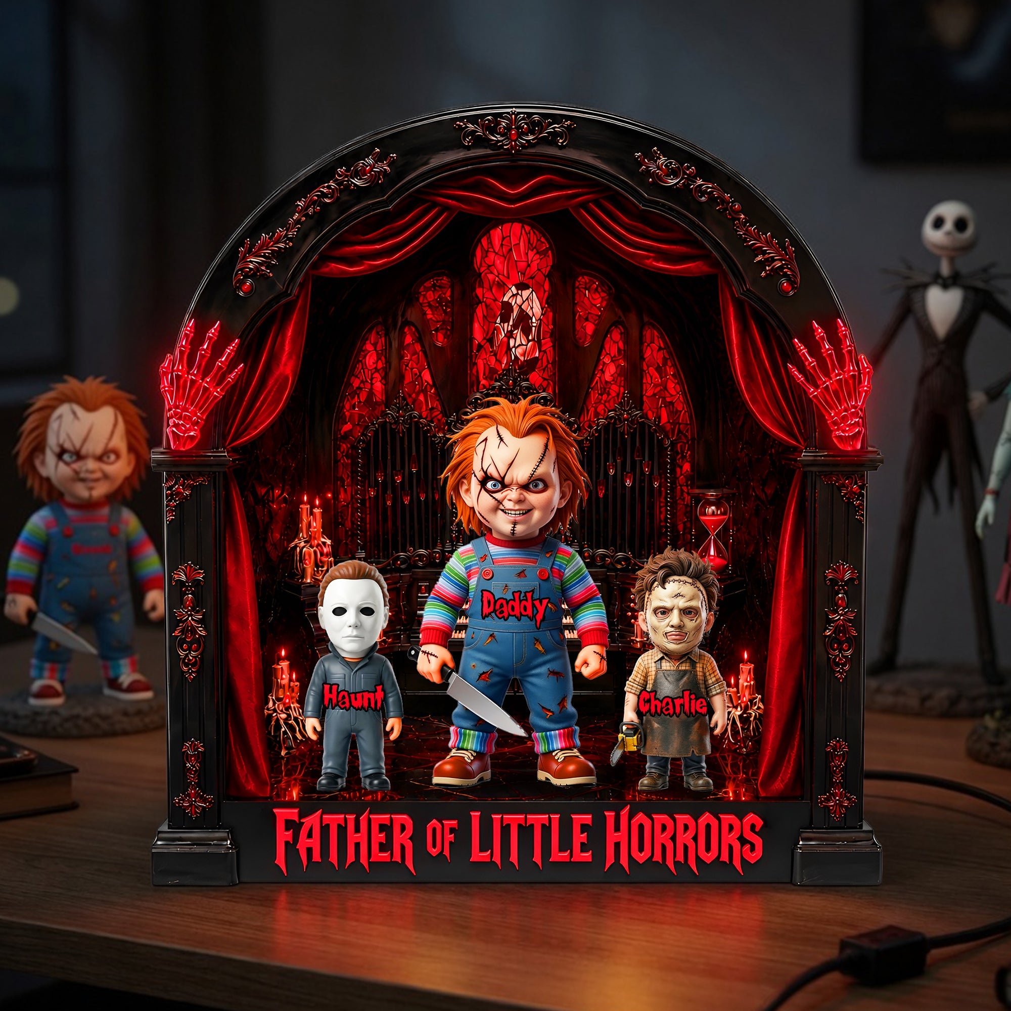 “Father of Little Horrors” - Personalized Horror Themed Acrylic Light Box for Horror Fans - Perfect Gift for Dad and Kids Light Box PopCulturePrints