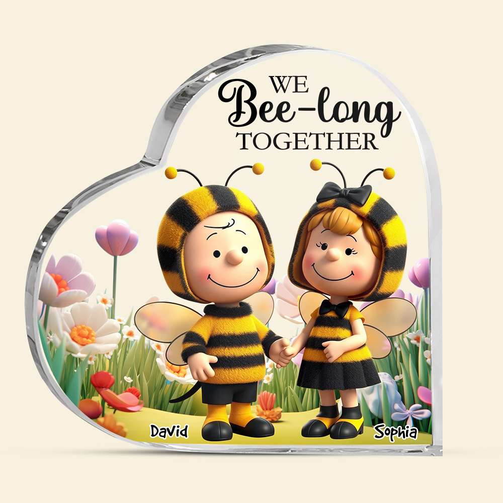 Personalized Bee Couple Heart Plaque - We Bee-long Together Shaped Plaques PopCulturePrints