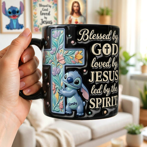 Blessed by God Cross Mug - Personalized Gifts for Christians Coffee Mug PopCulturePrints