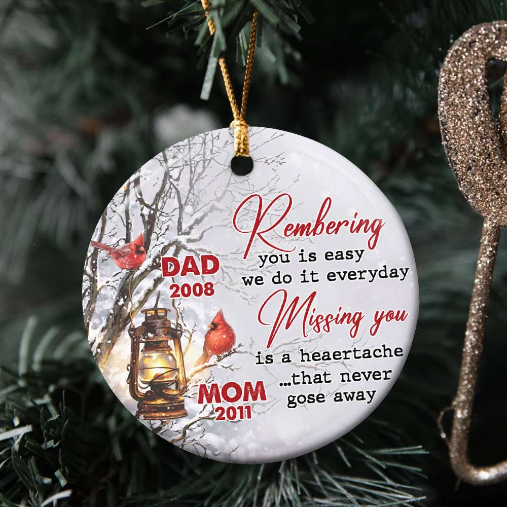 Personalized Memorial Christmas Ornament - Cardinal Theme Ornament PopCulturePrints