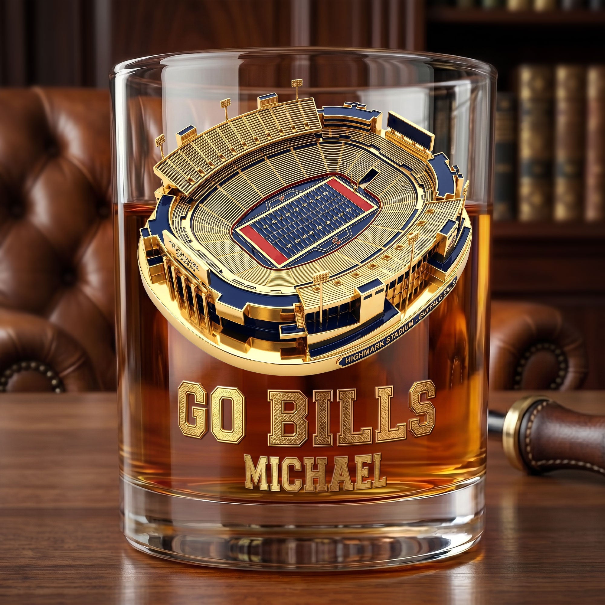 "Go Bills, It's Game Day!" - Personalized Sport Home Round Glass - Gift for Sports Fans, Friends, and Family