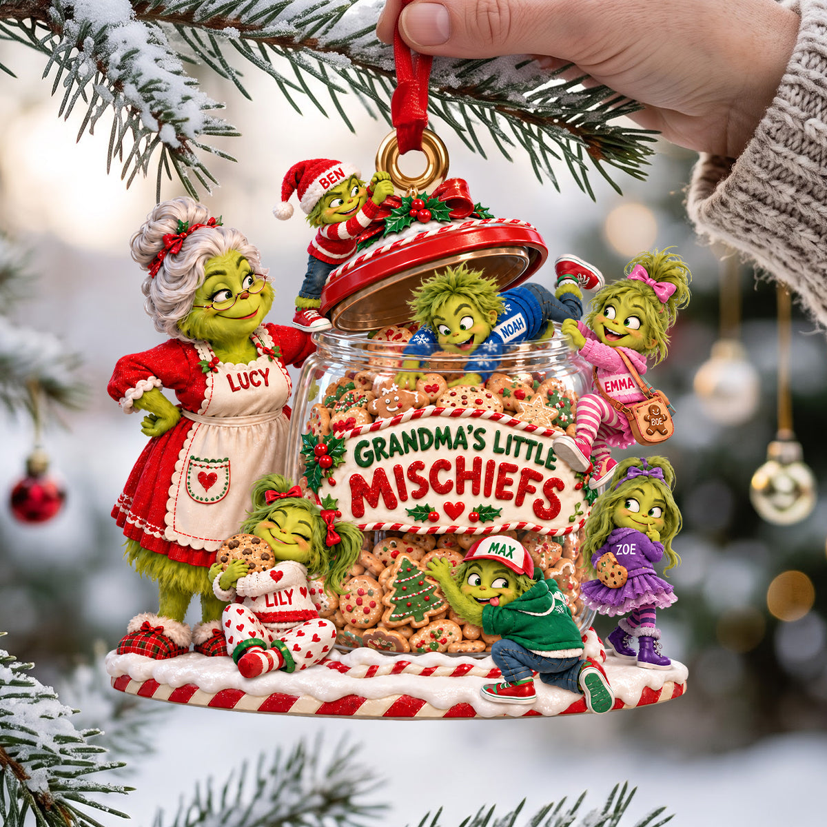 Grandma's Little Mischiefs Christmas Ornament - Personalized Gift for Family