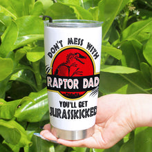 Load image into Gallery viewer, Raptor Dad Personalized Tumbler - Jurassic Custom Gift Tumbler Cup PopCulturePrints
