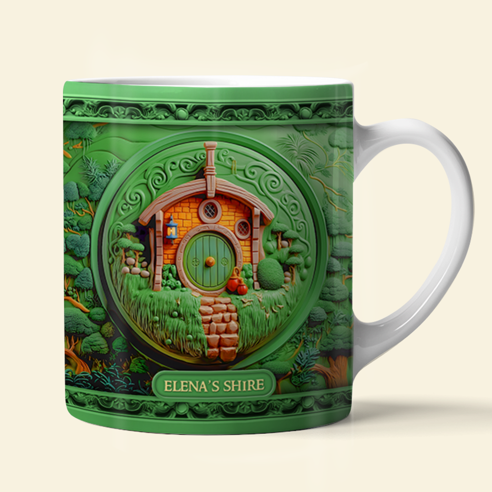 Personalized Fantasy Adventure Coffee Mug - Custom Hobbit House Design