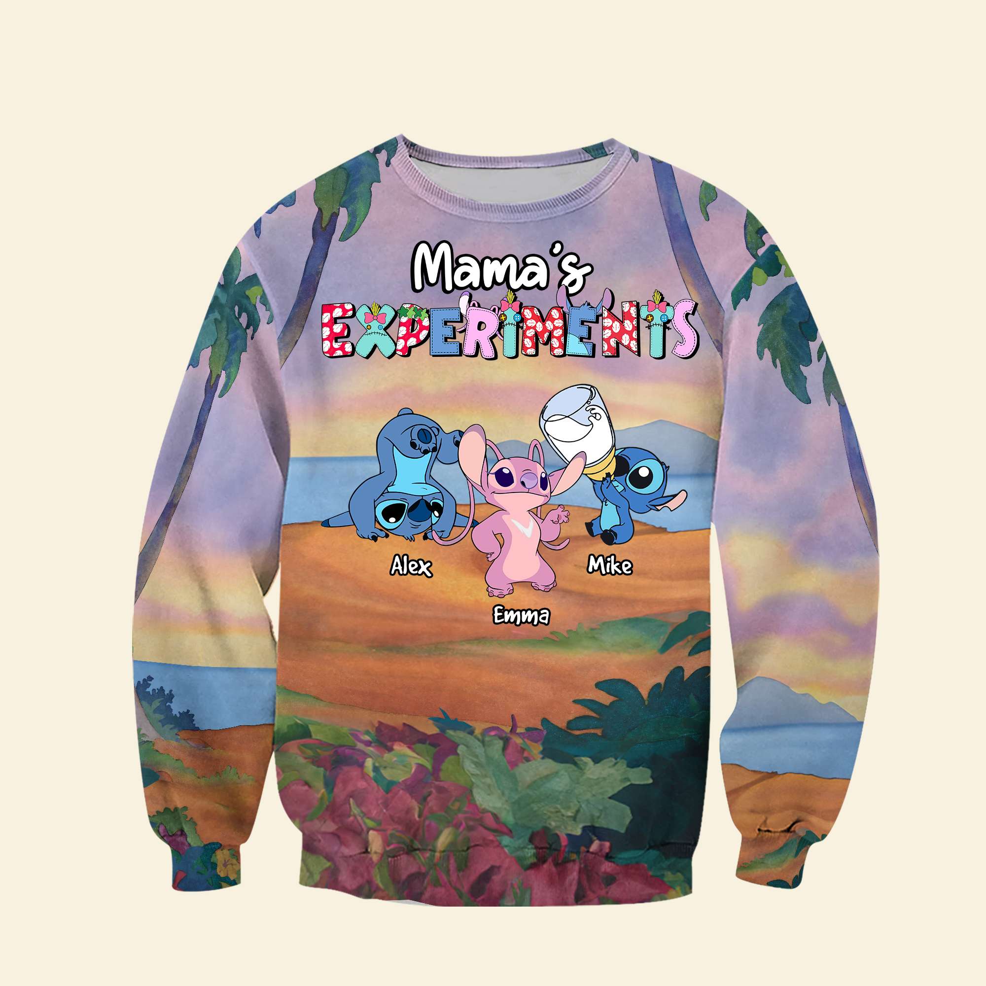 Personalized Cartoon-Themed Mom Shirt - Custom Names AOP Products PopCulturePrints