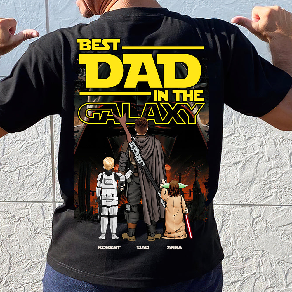 “Best Dad In The Galaxy” - Personalized Dad Shirt - Custom Gift for Fathers, Dads, and Grandfathers Shirts PopCulturePrints