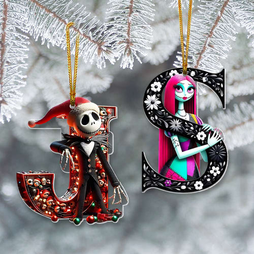 Custom Gothic Alphabet Christmas Ornament for Couples - Valentine's Day Gifts Ornament PopCulturePrints