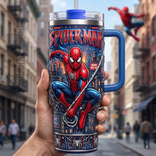 Load image into Gallery viewer, “Swing into Style” - Unique Colorful 40oz Tumbler With Handle - Personalized Gift for Fans of Spider-Man
