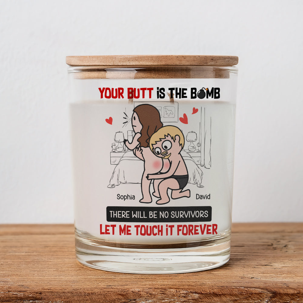 Personalized Romantic Scented Candle for Couples - Funny Touching Butt Design