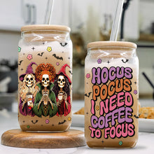 Load image into Gallery viewer, Personalized Halloween Coffee Glass Can - Hocus Pocus Design
