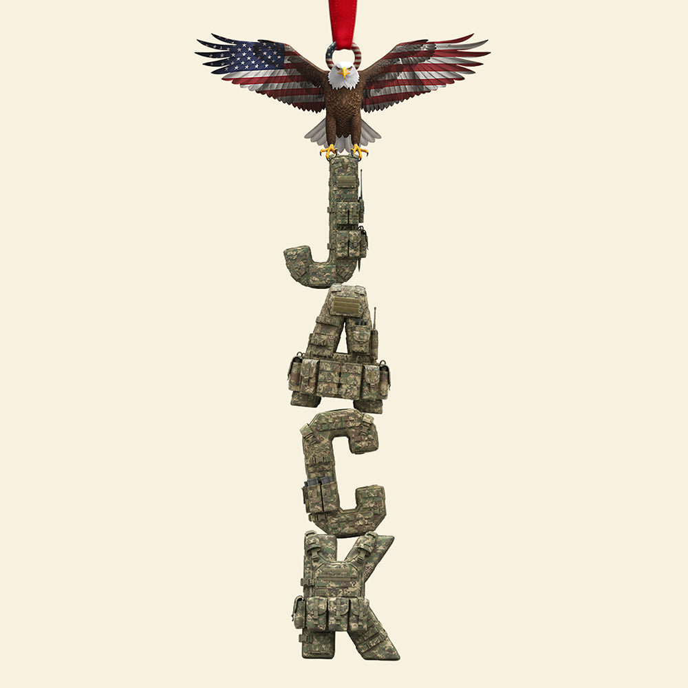 "Honor Your Loved Ones with Our Veteran Alphabet Acrylic Ornament - Personalized Gifts for Christmas for All Veterans and Their Families" Ornament PopCulturePrints