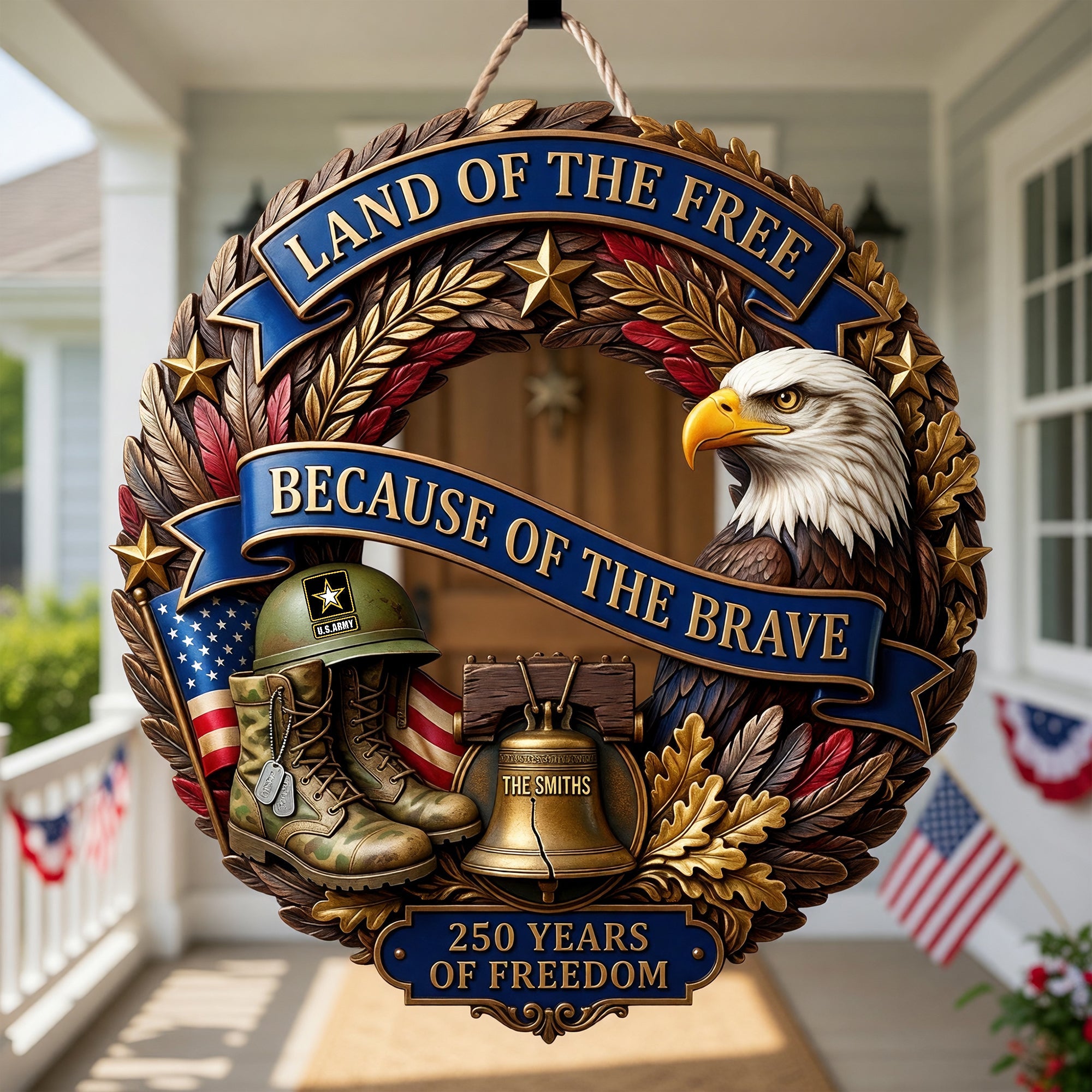 Land Of The Free - A Tribute to America's 250th Anniversary - Custom Acrylic Sign for Veterans