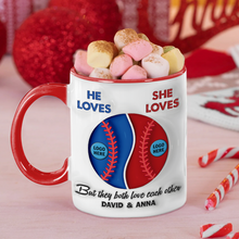 Load image into Gallery viewer, Personalized Baseball Lover Couple Coffee Mug - Christmas Gift Coffee Mug PopCulturePrints
