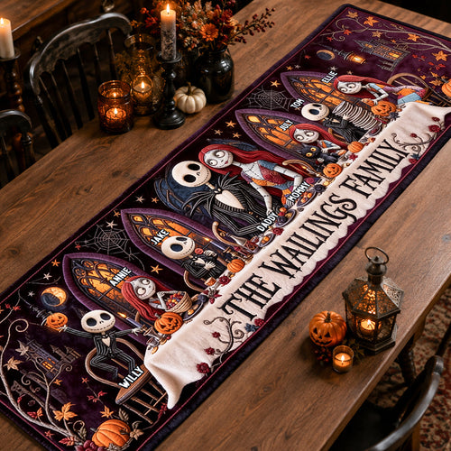 “Embrace the Spookiness!” - Mystical Spooky Family Quilted Table Runner - Personalized Custom Gift for Halloween Celebrations Quilted Table Runner PopCulturePrints
