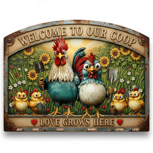 Load image into Gallery viewer, Welcome to Our Coop - Personalized Chicken Coop Metal Sign Gift for Family Metal Signs PopCulturePrints
