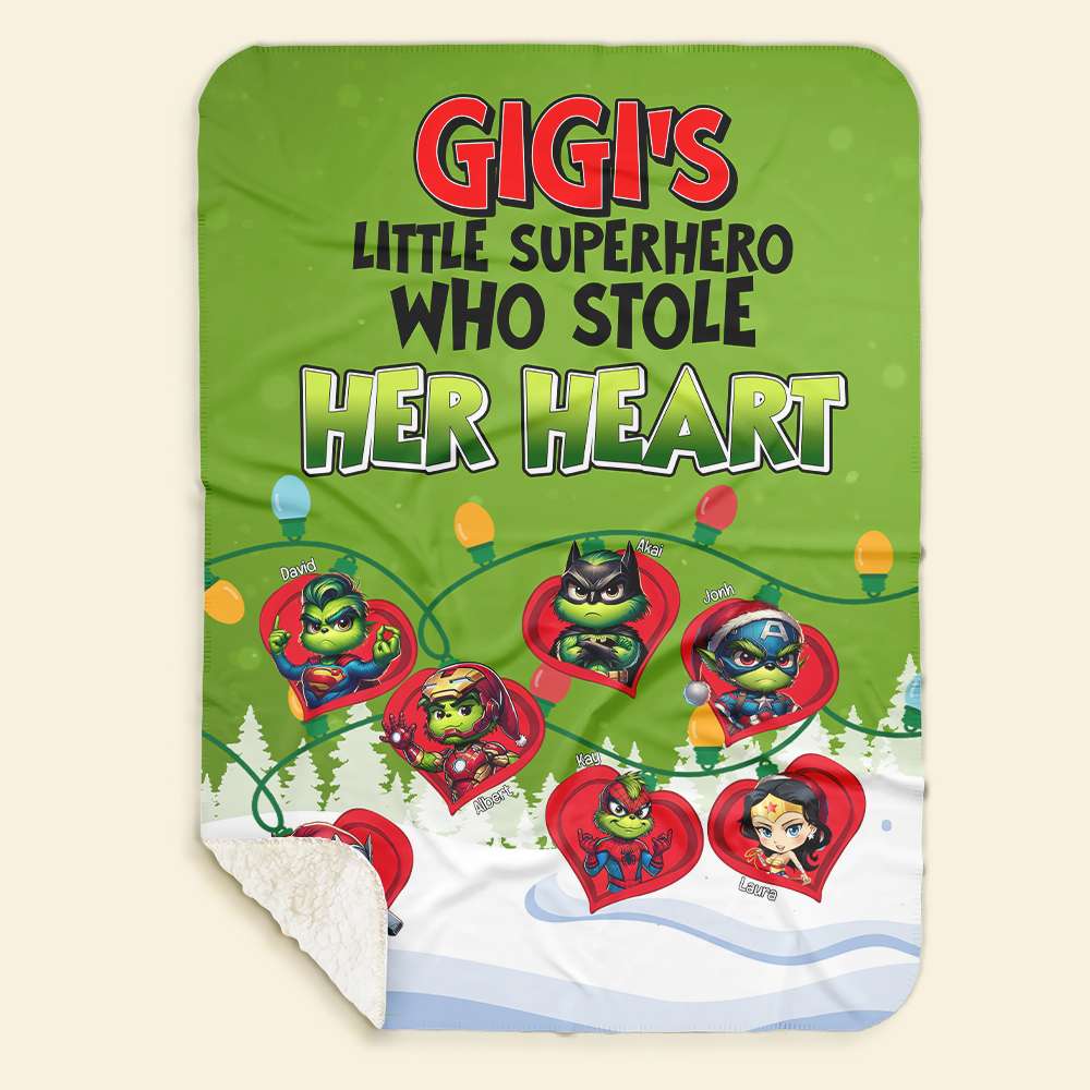 Personalized Superhero Heart Blanket for Grandma Blanket PopCulturePrints