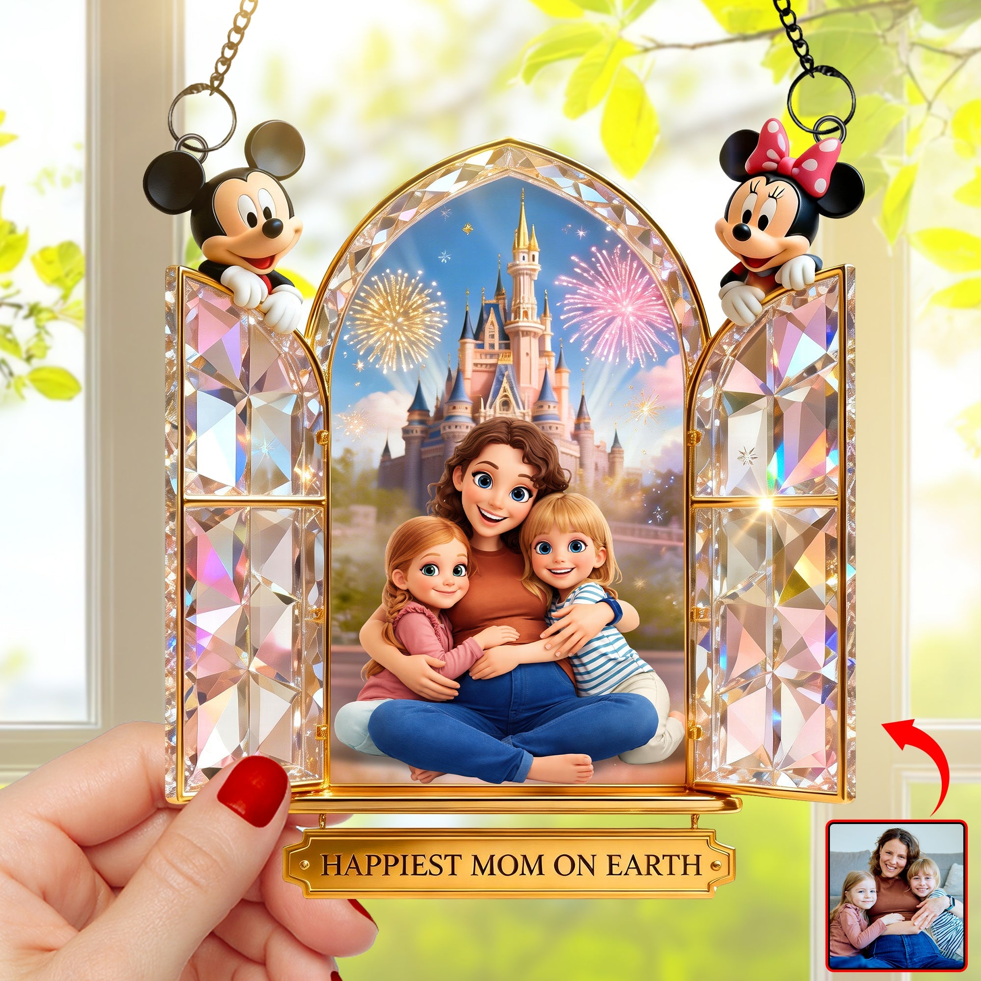 Happiest Mom On Earth Suncatcher - Personalized Photo Gift for Moms and Grandmas Ornament PopCulturePrints