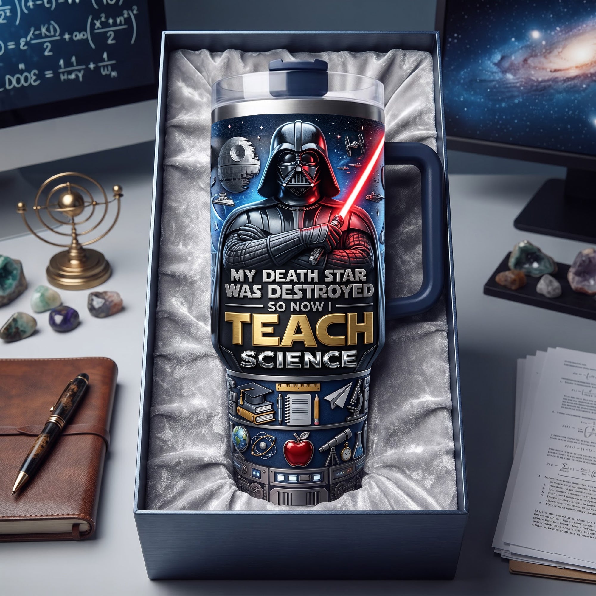 "My Death Star Was Destroyed, So Now I Teach Math" - Personalized 40oz Tumbler for Teachers