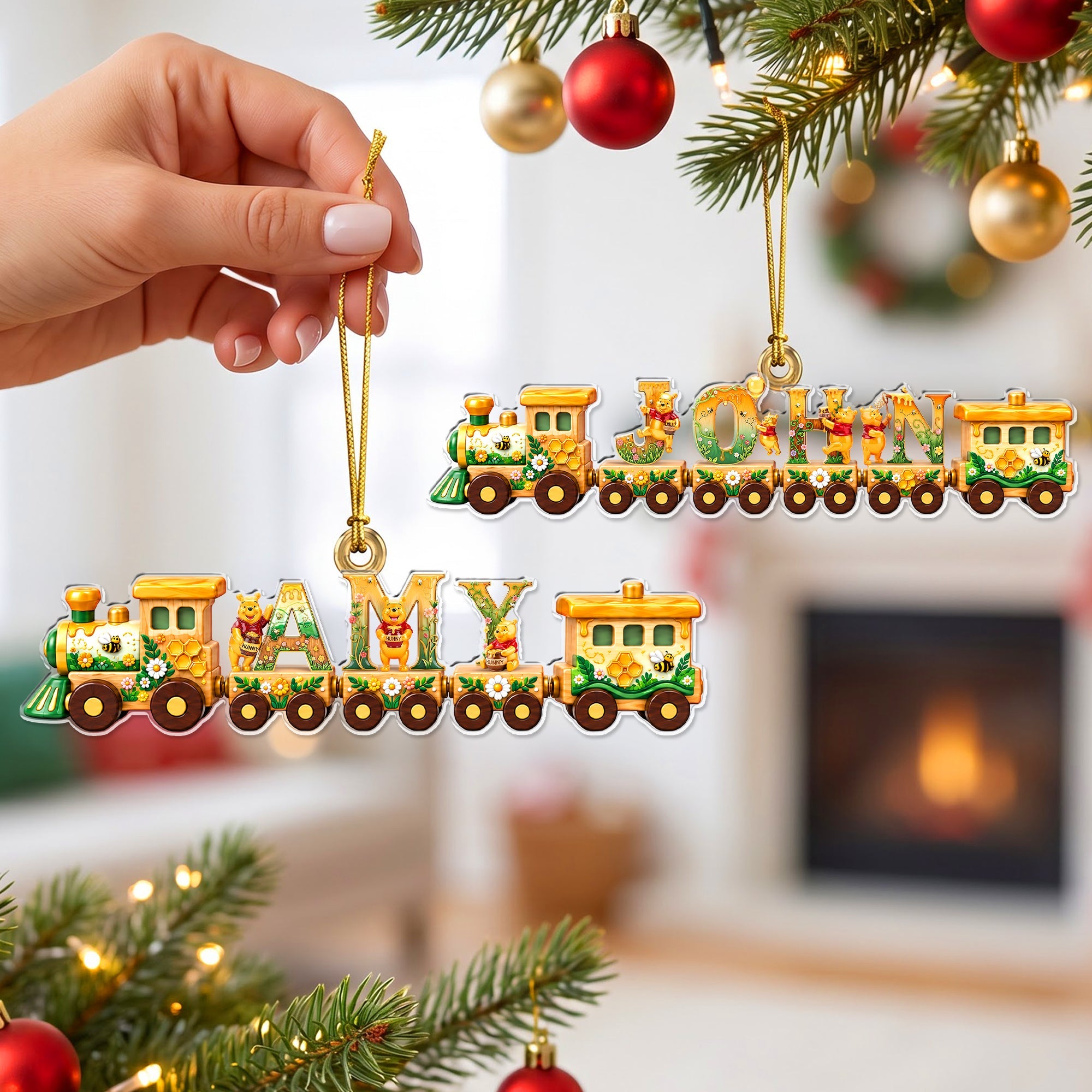 Charming Train of Joy - Personalized Christmas Acrylic Ornament Ornament PopCulturePrints