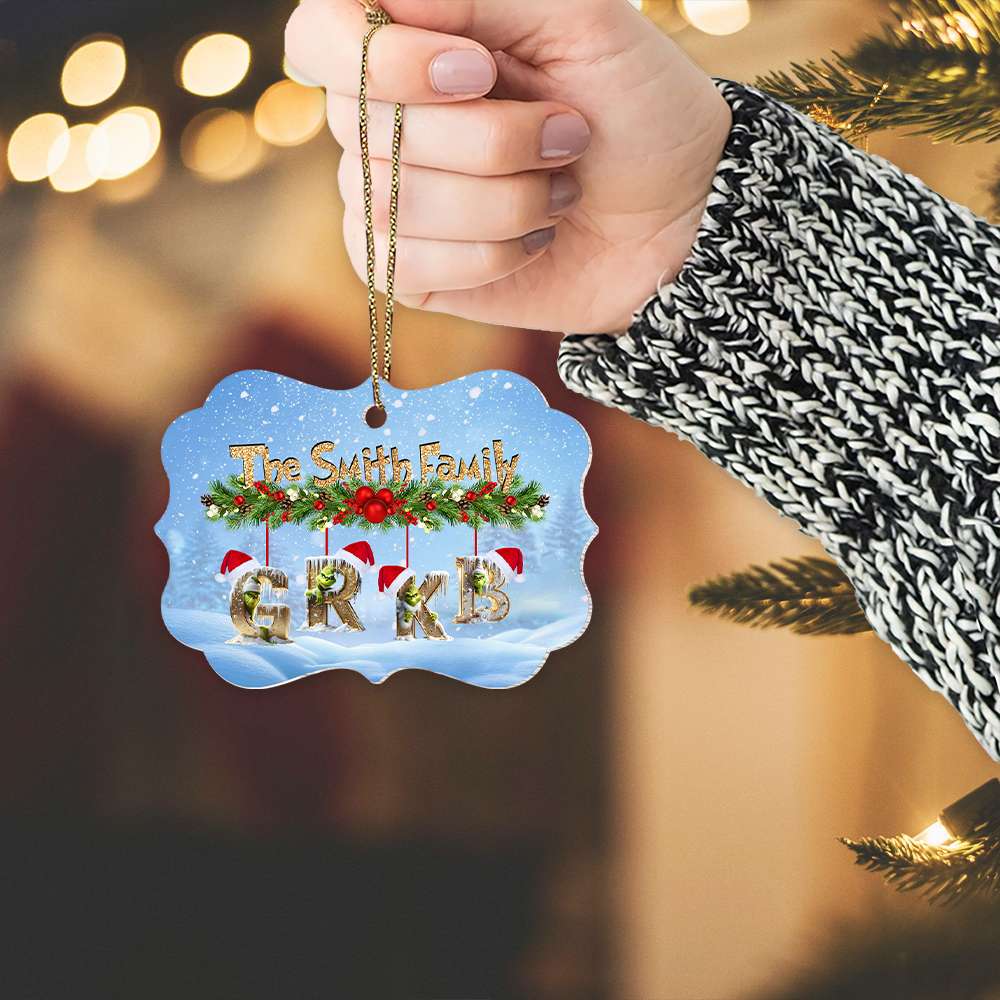 Personalized Family Christmas Ornament - Custom Alphabet Design