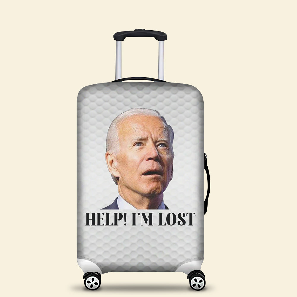 Biden 'Help! I'm Lost' Luggage Cover - Funny Travel Accessory