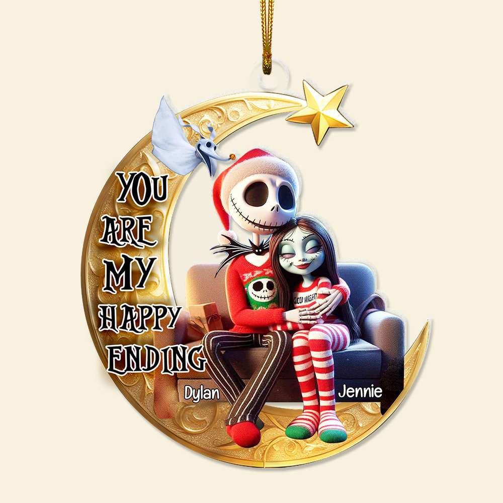 Custom Couples Acrylic Ornament - You Are My Happy Ending | Valentine's Day Gifts Ornament PopCulturePrints