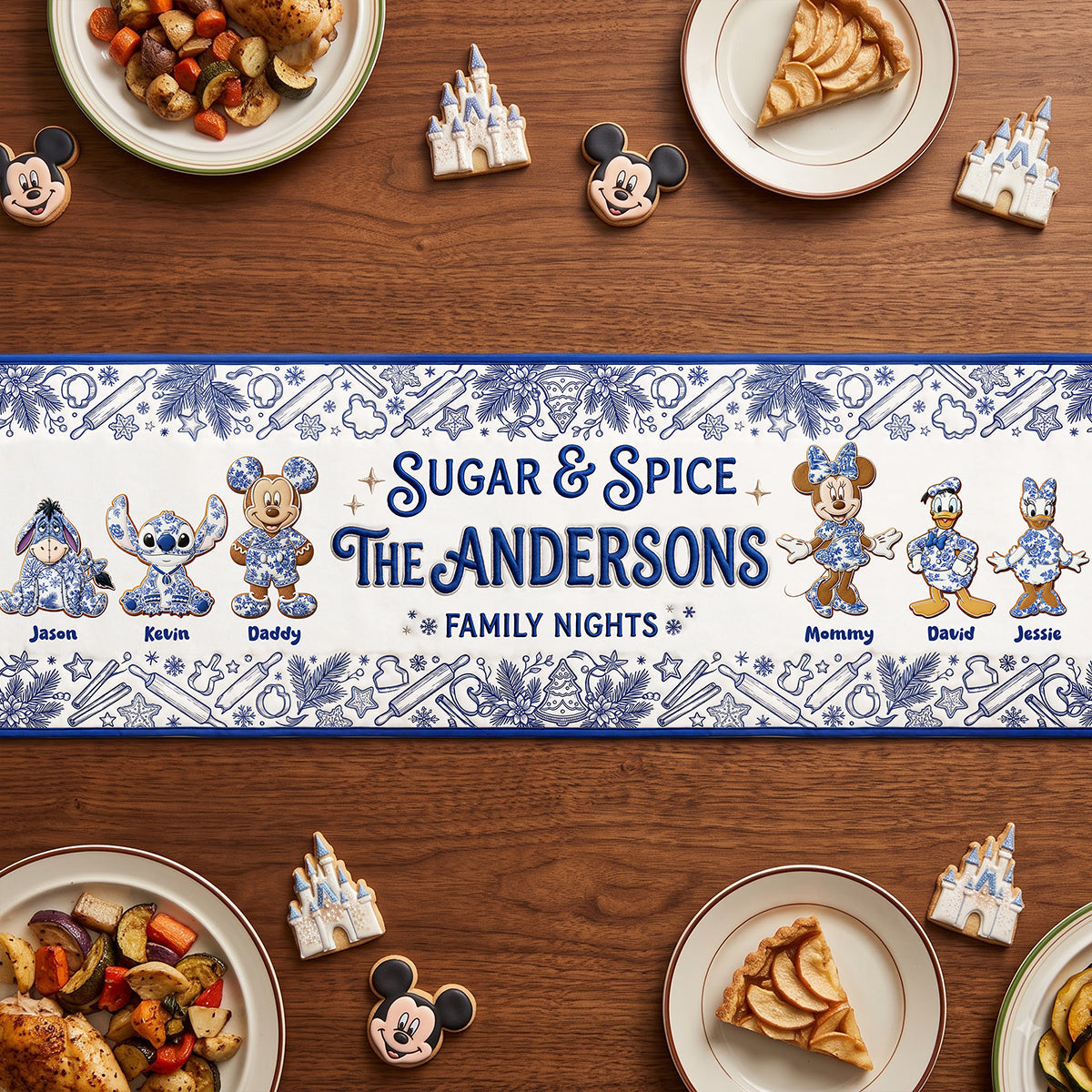 “Sugar & Spice for Family Nights” - Personalized Family Gingerbread Table Runner