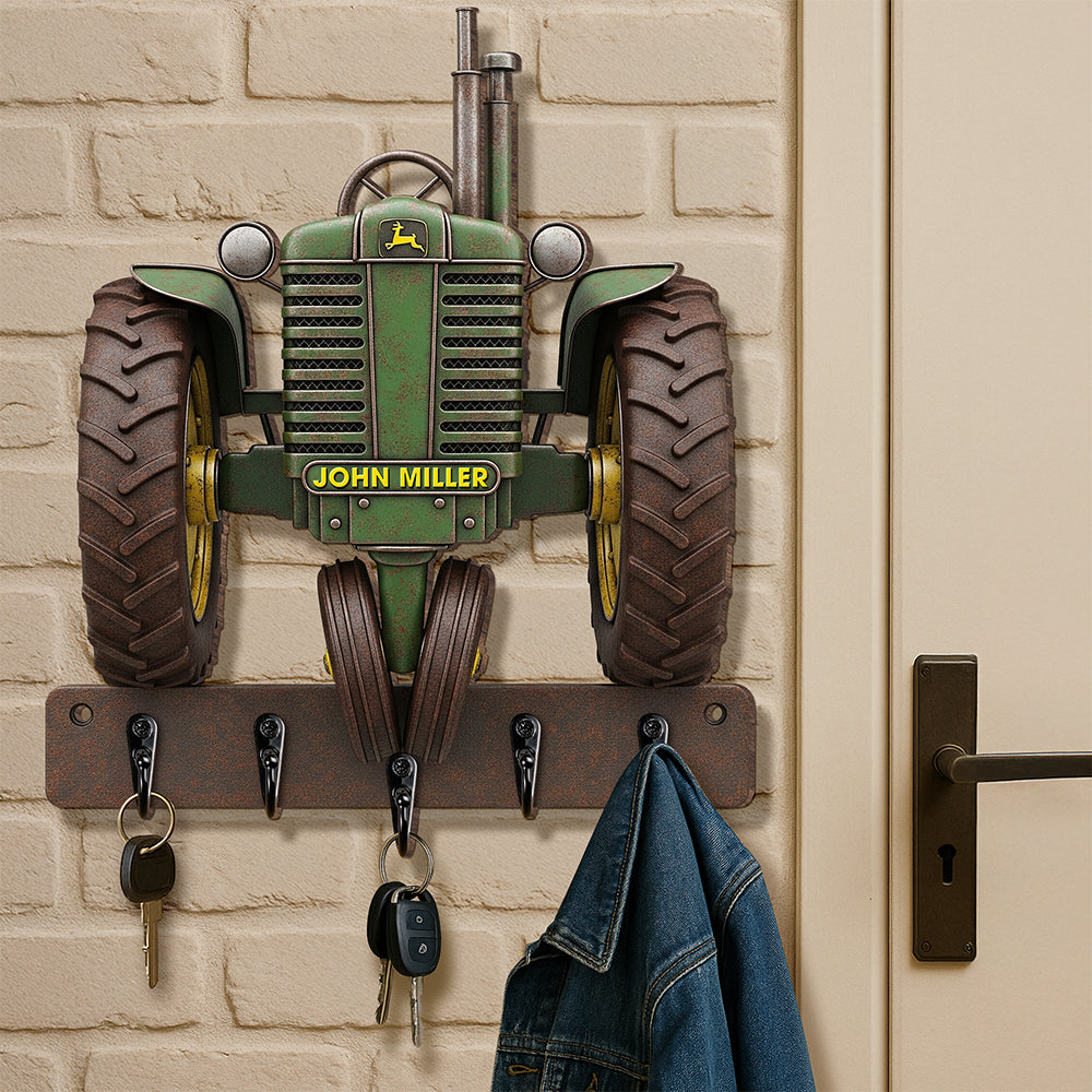 “Keep Your Keys Organized with Style” - Tractor Key Hanger, Personalized Gift for Farmers Wood Sign PopCulturePrints