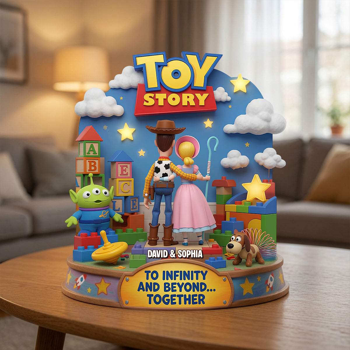 To Infinity and Beyond... Together - Personalized Toy Story Acrylic Plaque for Couples Shaped Plaques PopCulturePrints