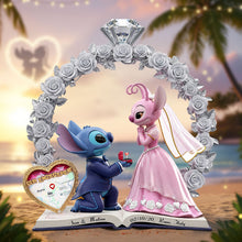 Load image into Gallery viewer, Love in Bloom: Cute Alien Couple Plaque - Personalized Gifts for Couples Shaped Plaques PopCulturePrints
