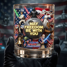 Load image into Gallery viewer, “May Freedom Be With You” - Personalized Round Glass for 250th Anniversary Gift Glass PopCulturePrints
