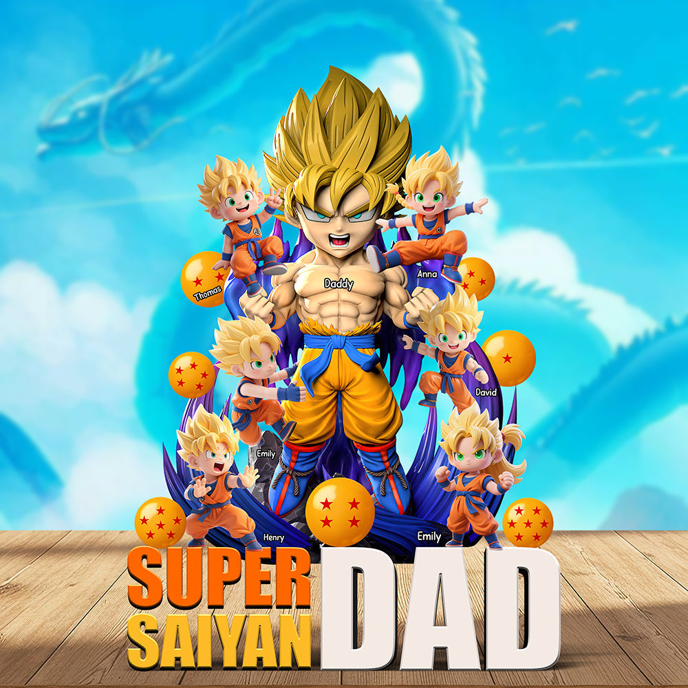 “Super DAD, The Ultimate Hero” - Personalized Super Saiyan Acrylic Plaque - Gift for Dad, Grandpas and Dads-to-Be Shaped Plaques PopCulturePrints
