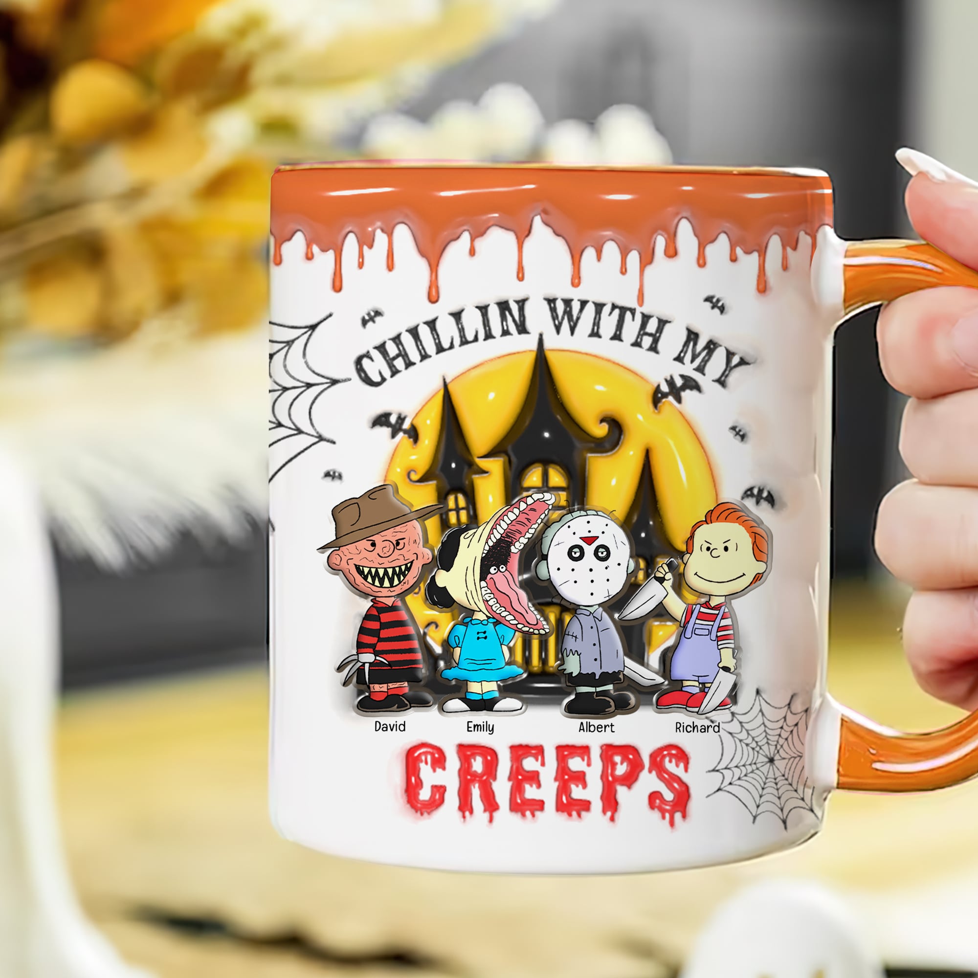 Personalized Halloween Grandma Coffee Mug - Chillin' with My Creeps