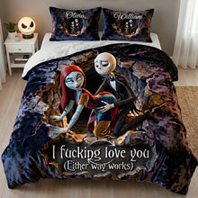 Load image into Gallery viewer, Spooky Love: I Love You Either Way - Personalized Quilt Bedding Set Bedding Set PopCulturePrints
