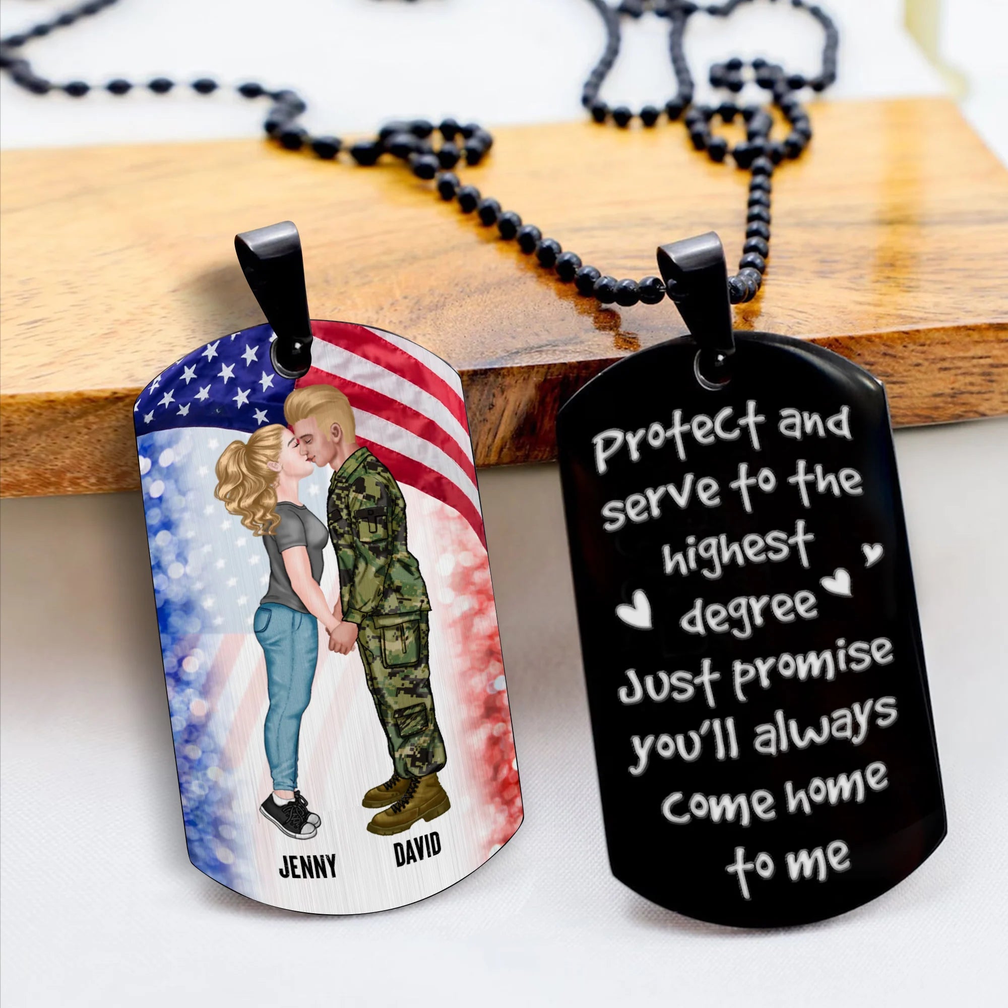 Personalized Military Couple Dog Tag - Always Come Home to Me