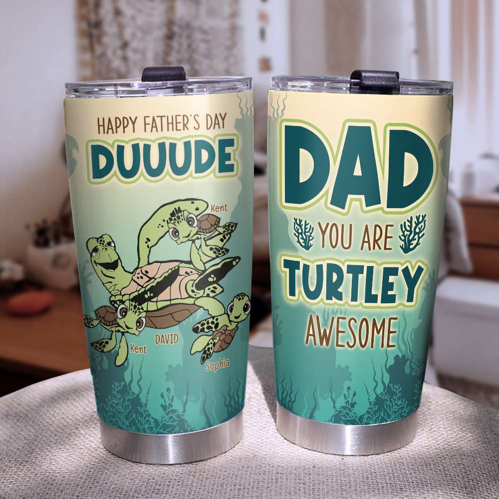 Personalized Turtle Family Tumbler - Father's Day Gift Tumbler Cup PopCulturePrints