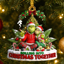 Load image into Gallery viewer, “Rolling Into Christmas Together” - Personalized Acrylic Ornament for Couples
