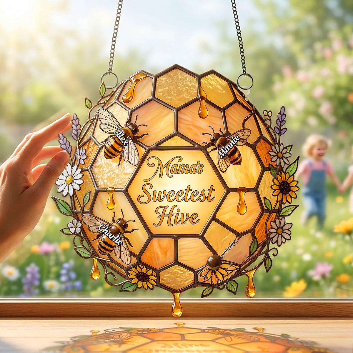 “Nana's Sweetest Hive” - Personalized Suncatcher Gift for Grandma, Perfect for Mother's Day Ornament PopCulturePrints