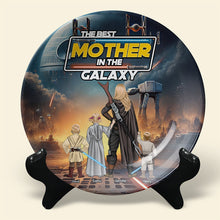 Load image into Gallery viewer, The Best Mother in the Galaxy - Personalized Ceramic Round Plate for Mom &amp; Grandma Ceramic Round Plate PopCulturePrints
