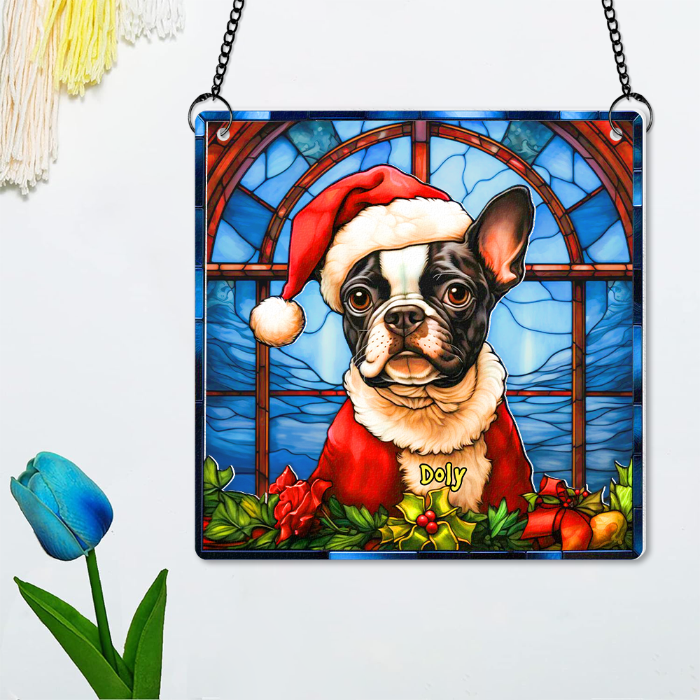 Personalized Boston Terrier Christmas Suncatcher Ornament - Perfect Gift for Dog Lovers