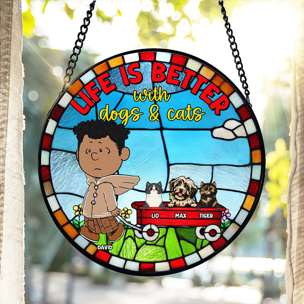 Personalized Stained Glass Ornament | Life Is Better With A Dog Ornament PopCulturePrints