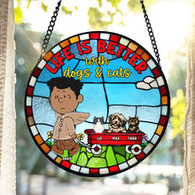 Load image into Gallery viewer, Personalized Stained Glass Ornament | Life Is Better With A Dog Ornament PopCulturePrints
