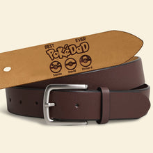 Load image into Gallery viewer, Custom &#39;PokeDad&#39; Pokemon-Inspired Leather Belt for Father&#39;s Day Belts PopCulturePrints
